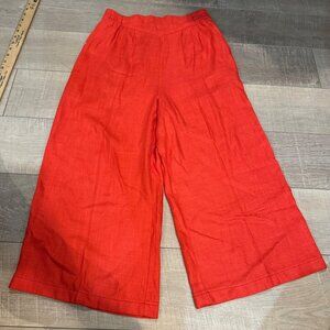 NEW IN WOMENS WIDE LEG MEDIUM CORAL PULL ON PANTS LINEN BLEND